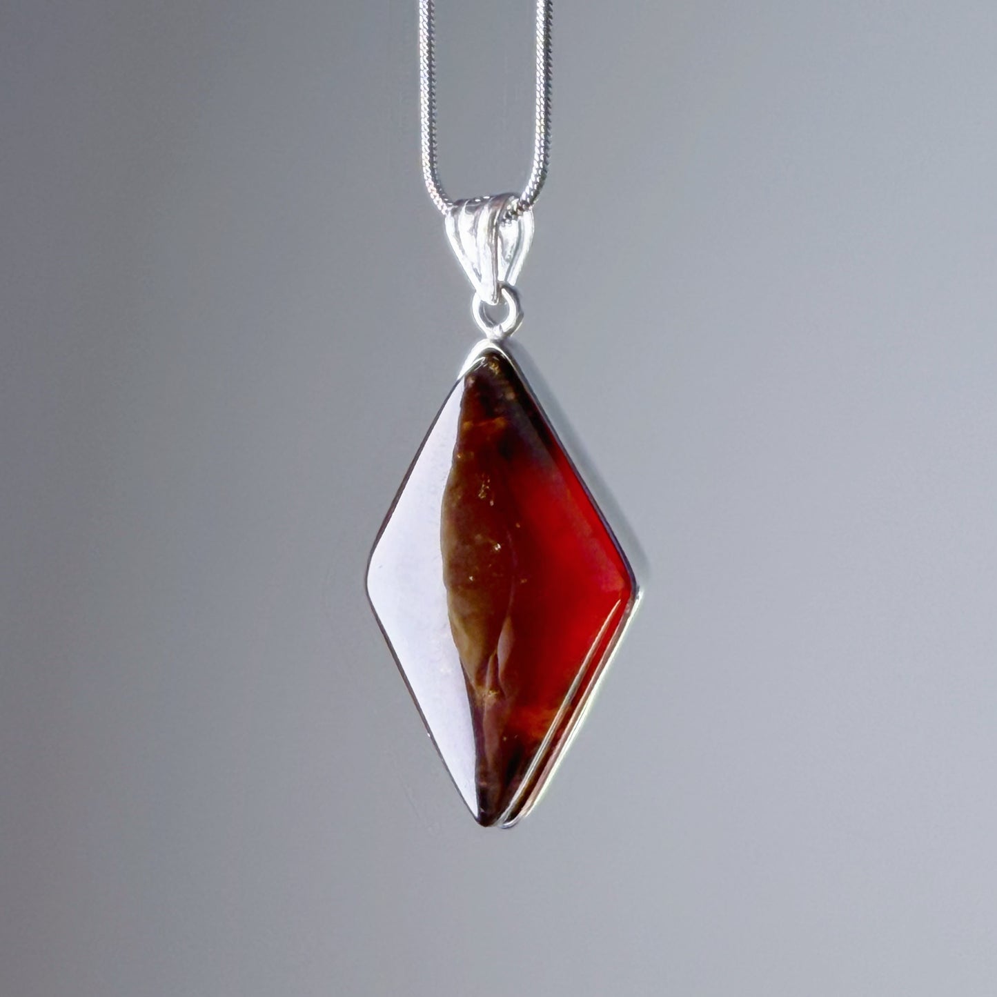 Quartzberry - Root Chakra Natural Red Garnet Diamond Shape Gemstone Crystal Necklace - One-of-a-kind
