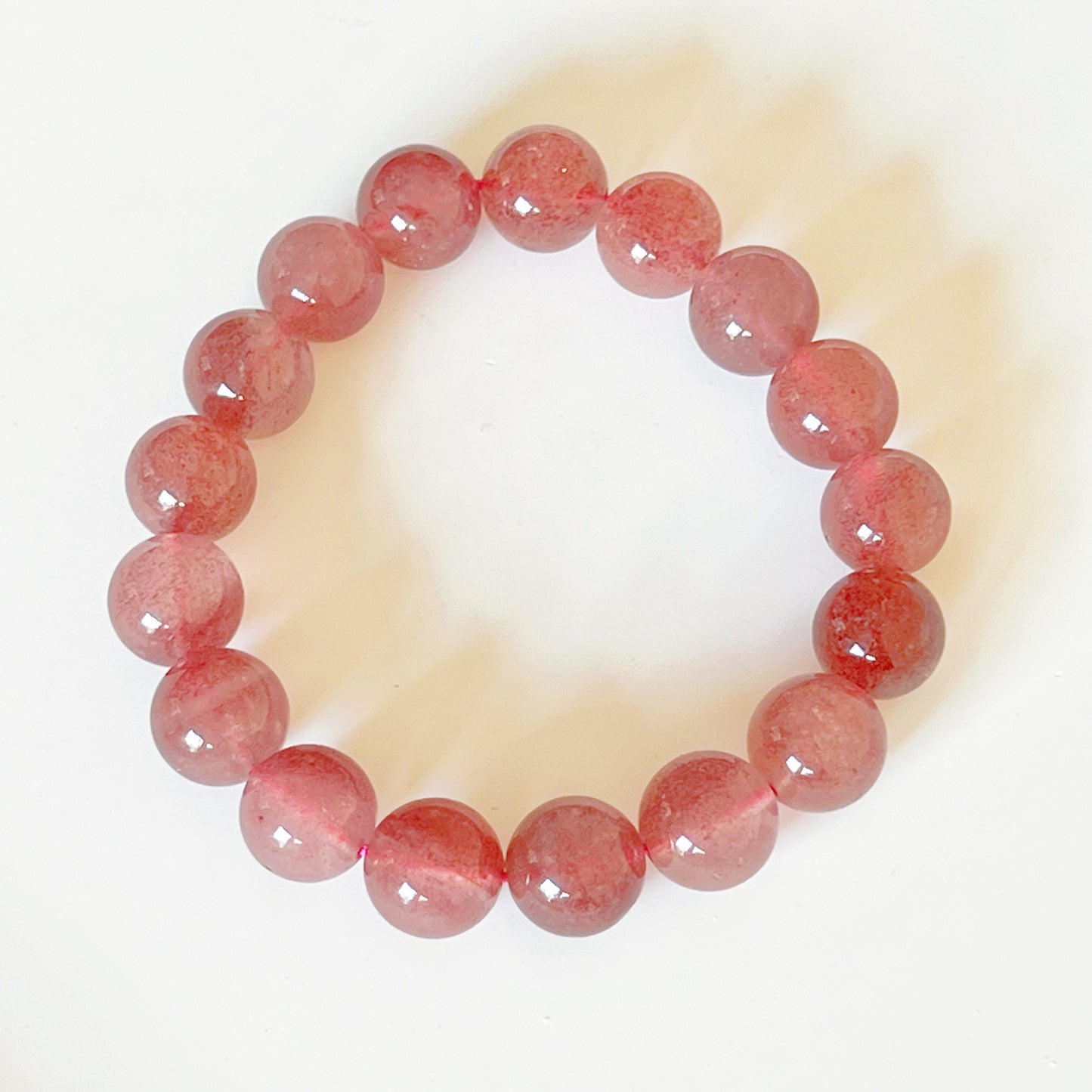 Heart Chakra Natural Strawberry Quartz Crystal Bracelet-Ninaouity