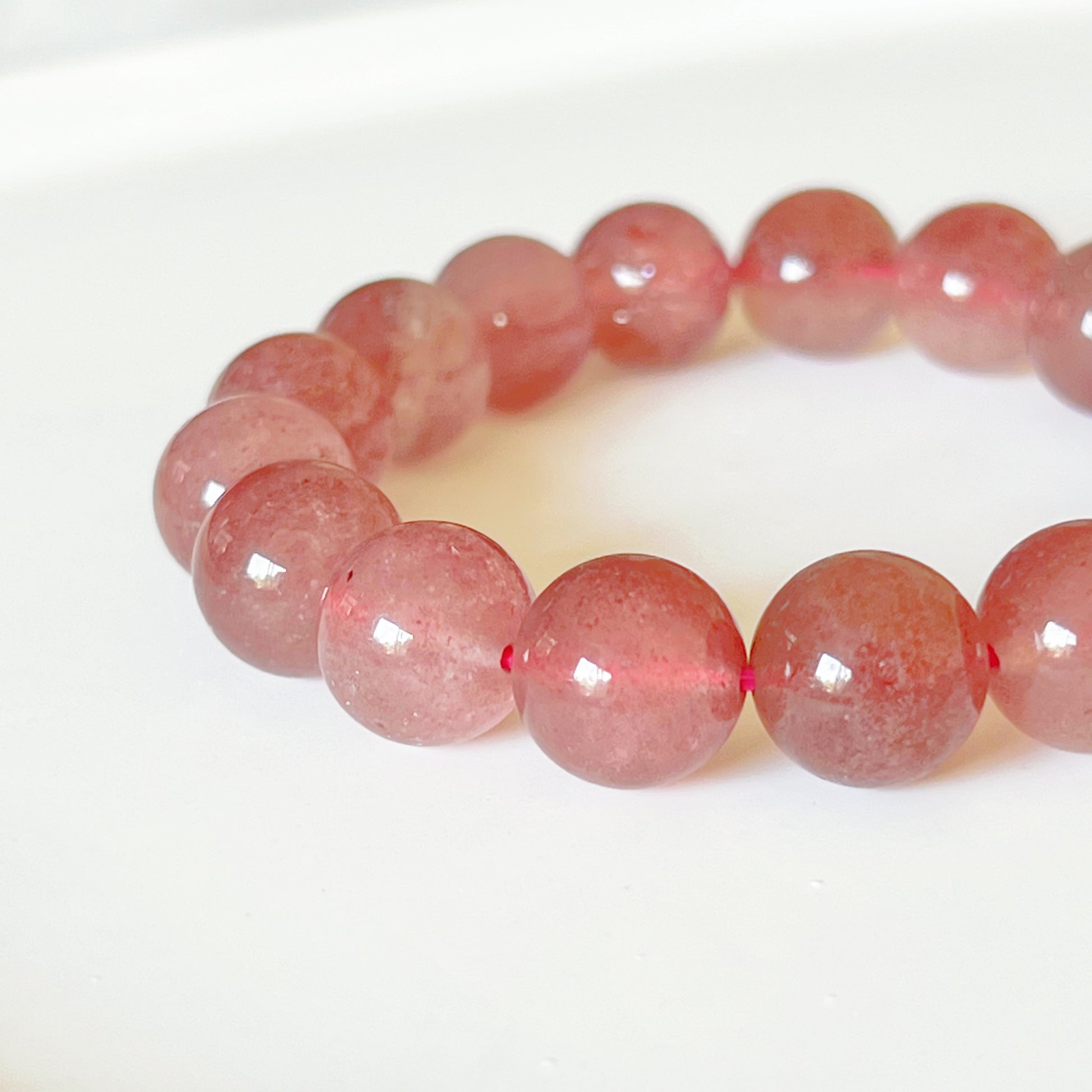 Heart Chakra Natural Strawberry Quartz Crystal Bracelet-Ninaouity