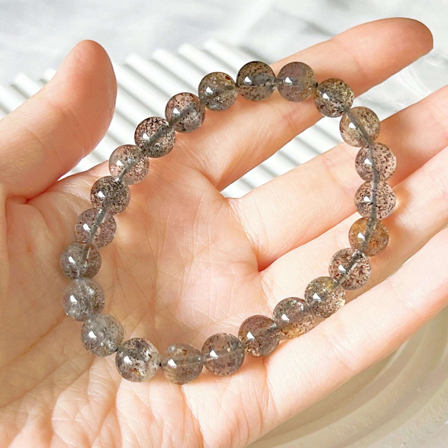 Crown Chakra Natural Black Strawberry Quartz Crystal Bracelet-Ninaouity