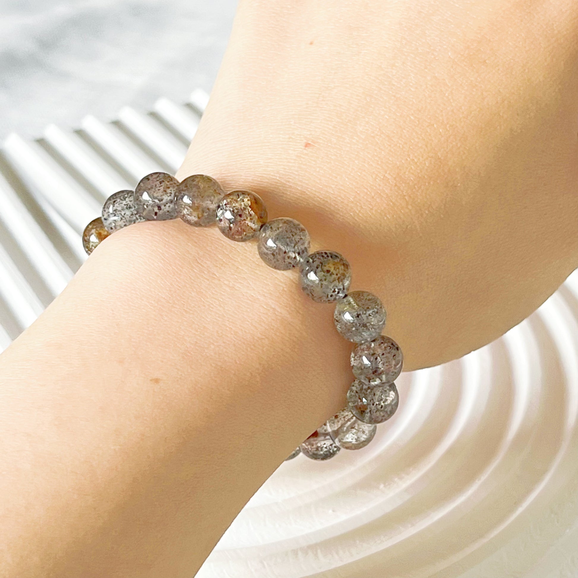 Crown Chakra Natural Black Strawberry Quartz Crystal Bracelet-Ninaouity