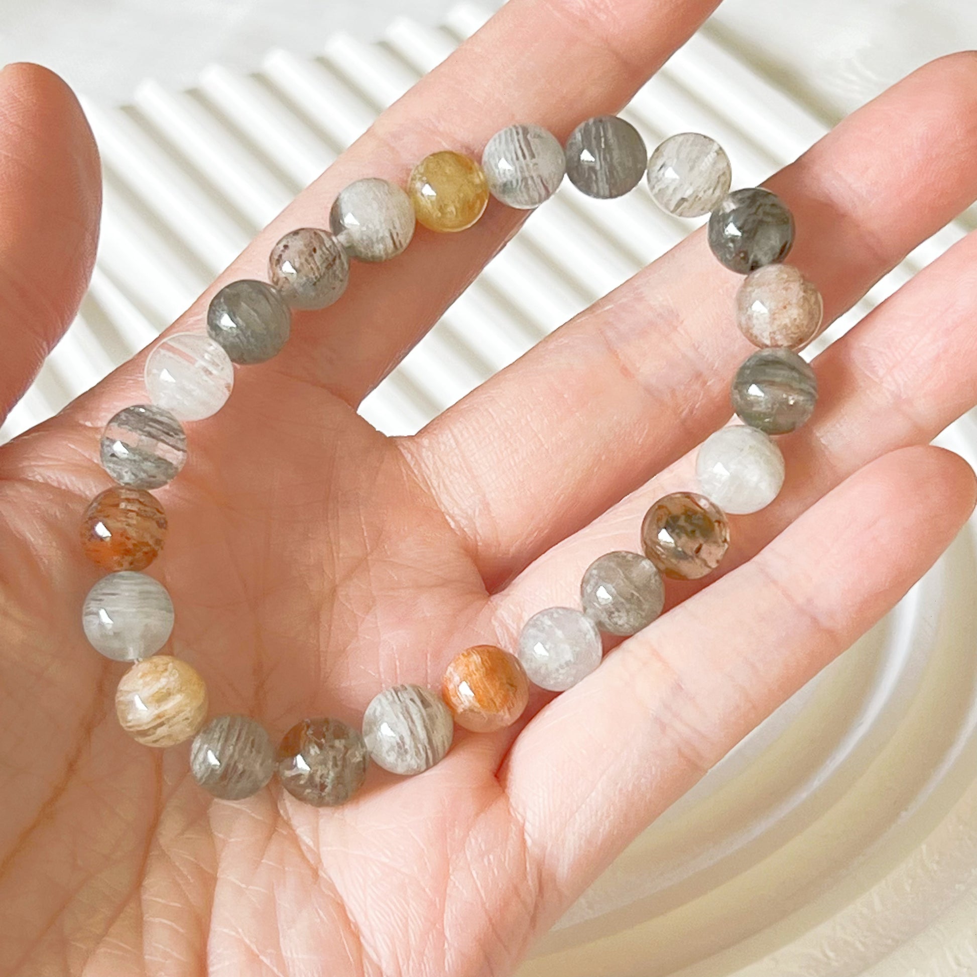 Crown Chakra Natural Layer Phantom Quartz Crystal Bracelet-Ninaouity