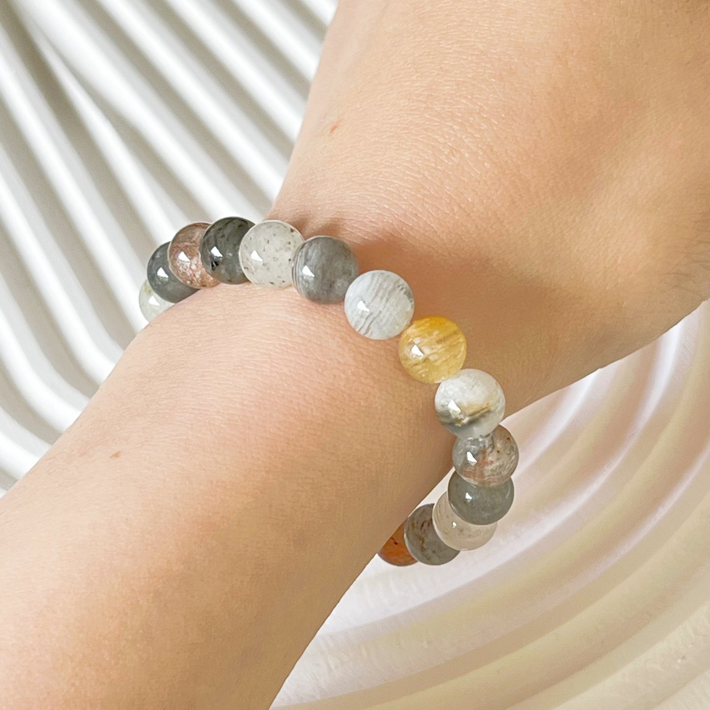 Crown Chakra Natural Layer Phantom Quartz Crystal Bracelet-Ninaouity