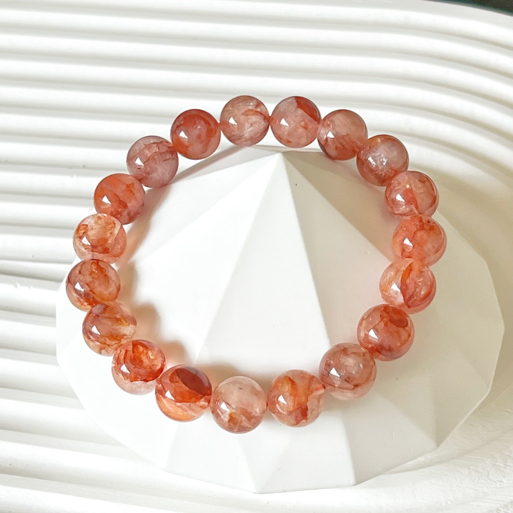 Root Chakra Hematoid Fire Quartz Crystal Bracelet-Ninaouity