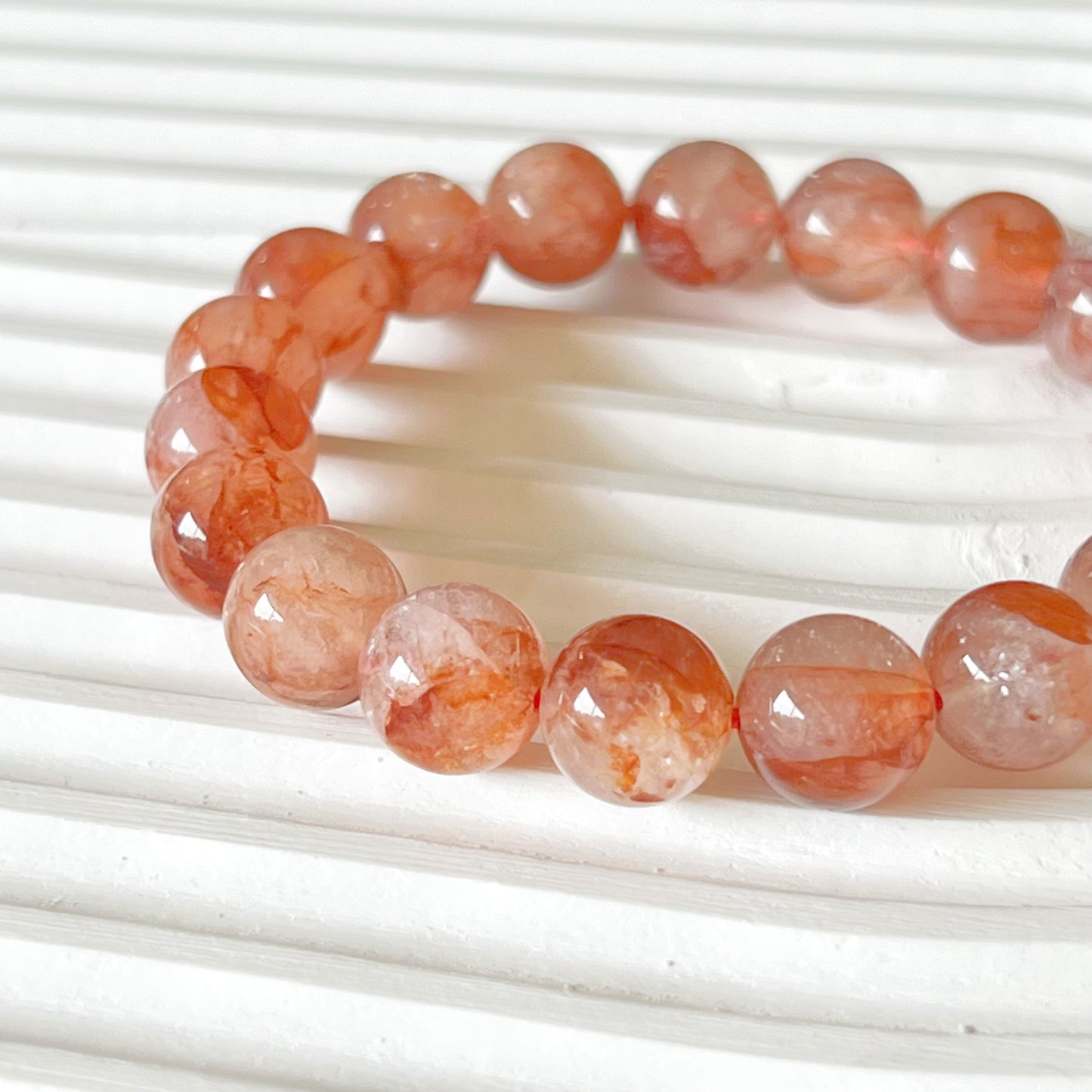 Root Chakra Hematoid Fire Quartz Crystal Bracelet-Ninaouity