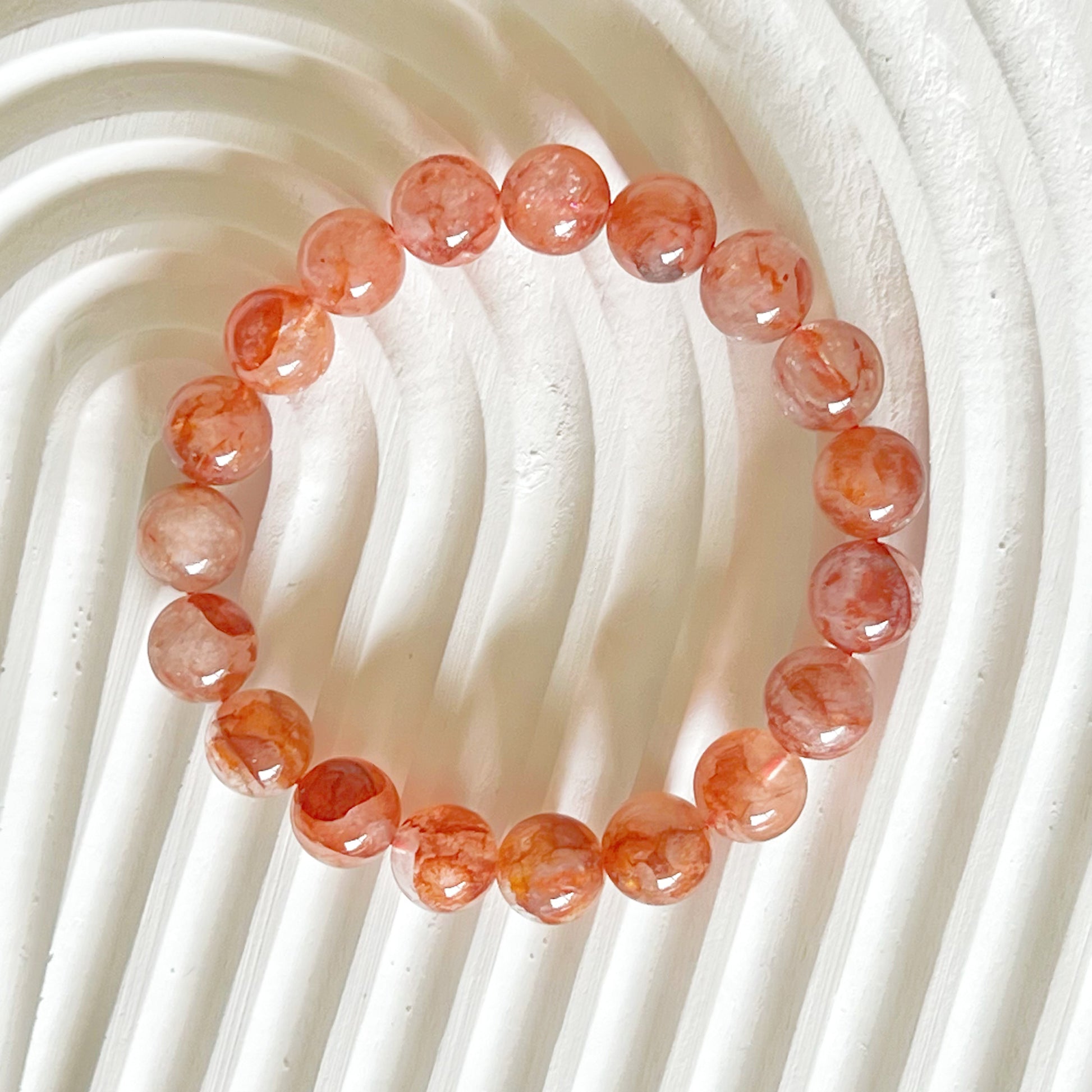 Root Chakra Hematoid Fire Quartz Crystal Bracelet-Ninaouity