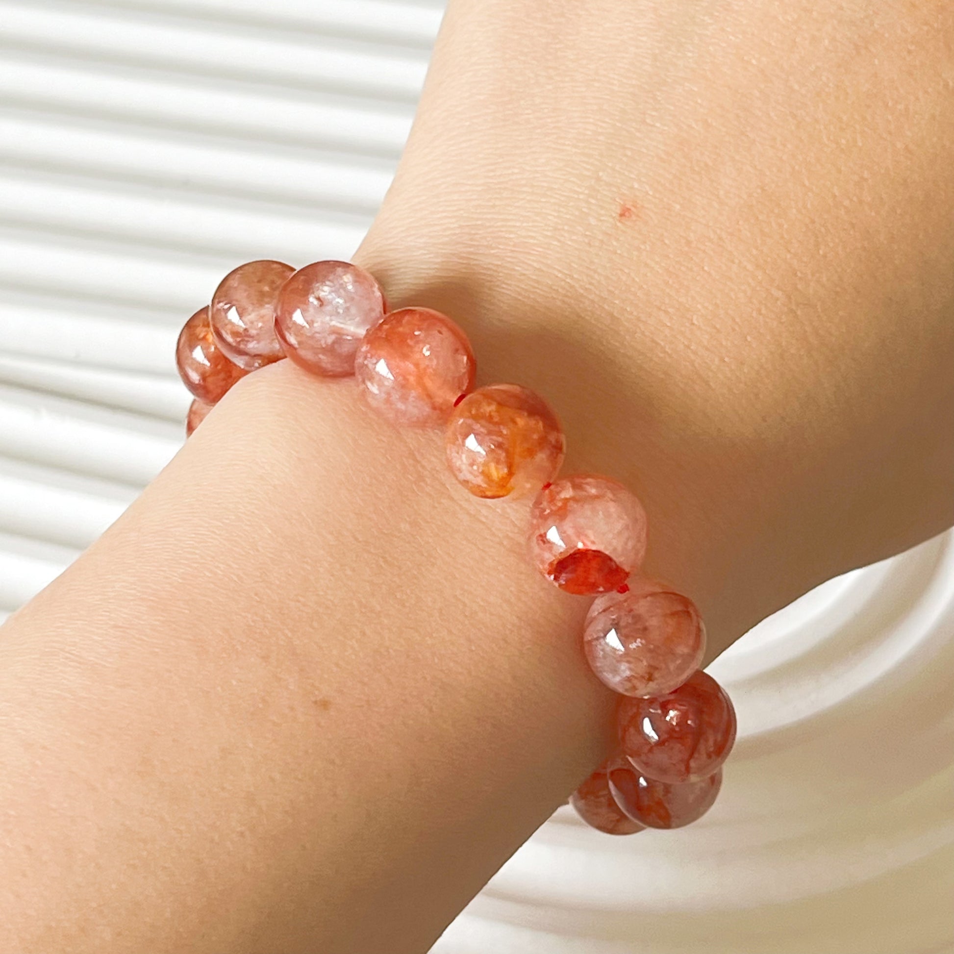 Root Chakra Hematoid Fire Quartz Crystal Bracelet-Ninaouity