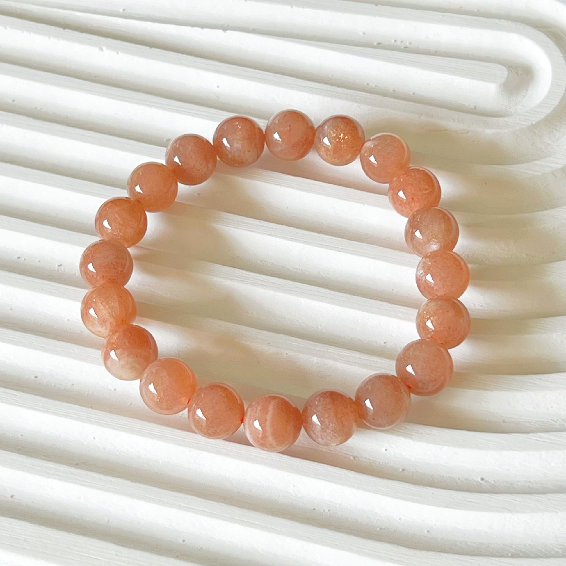 Crown Chakra Peach Moonstone Crystal Bracelet-Ninaouity