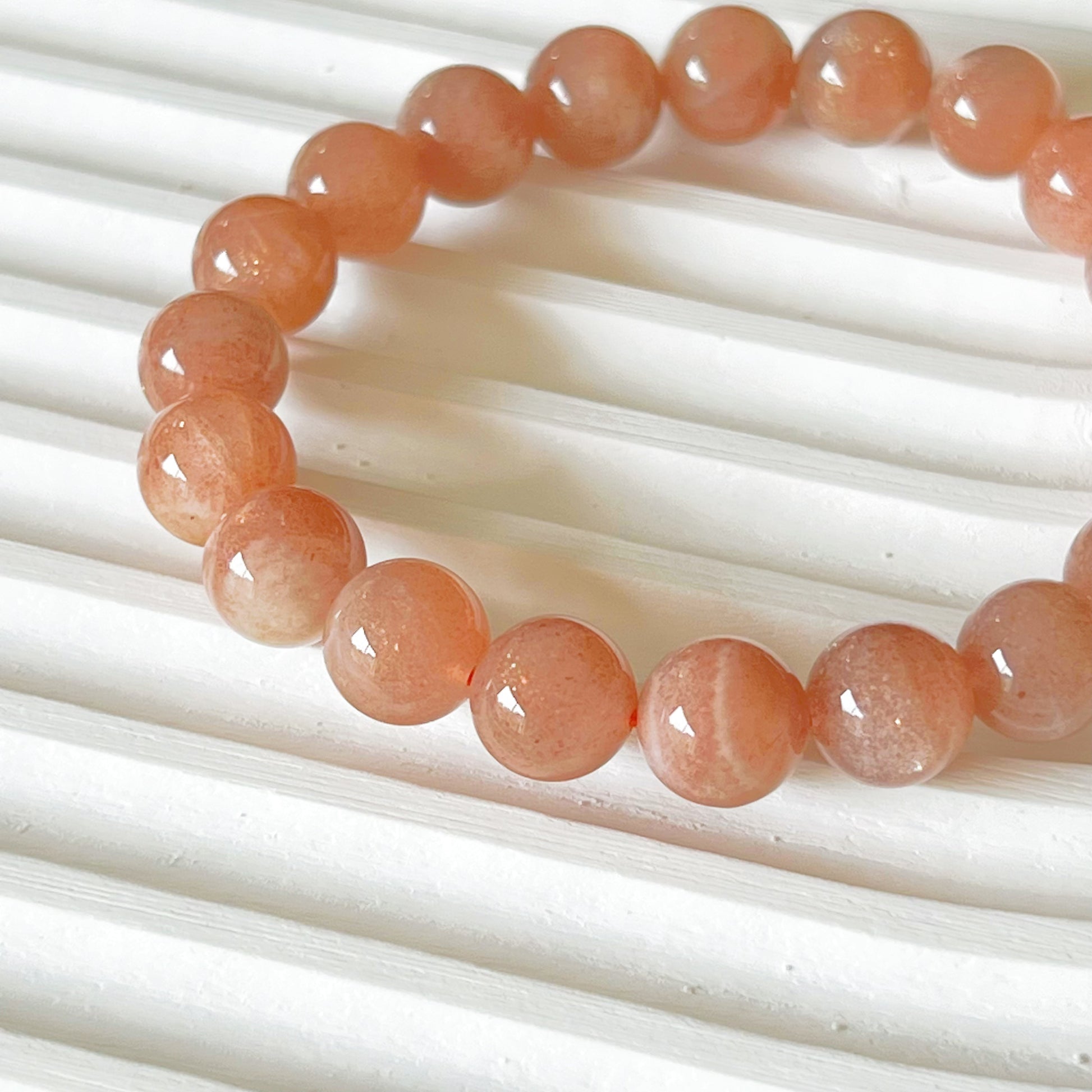 Crown Chakra Peach Moonstone Crystal Bracelet-Ninaouity