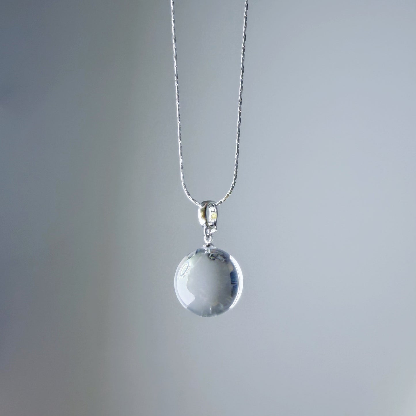 Handmade Natural Clear Quartz Globe Bubble Pendant Necklace
