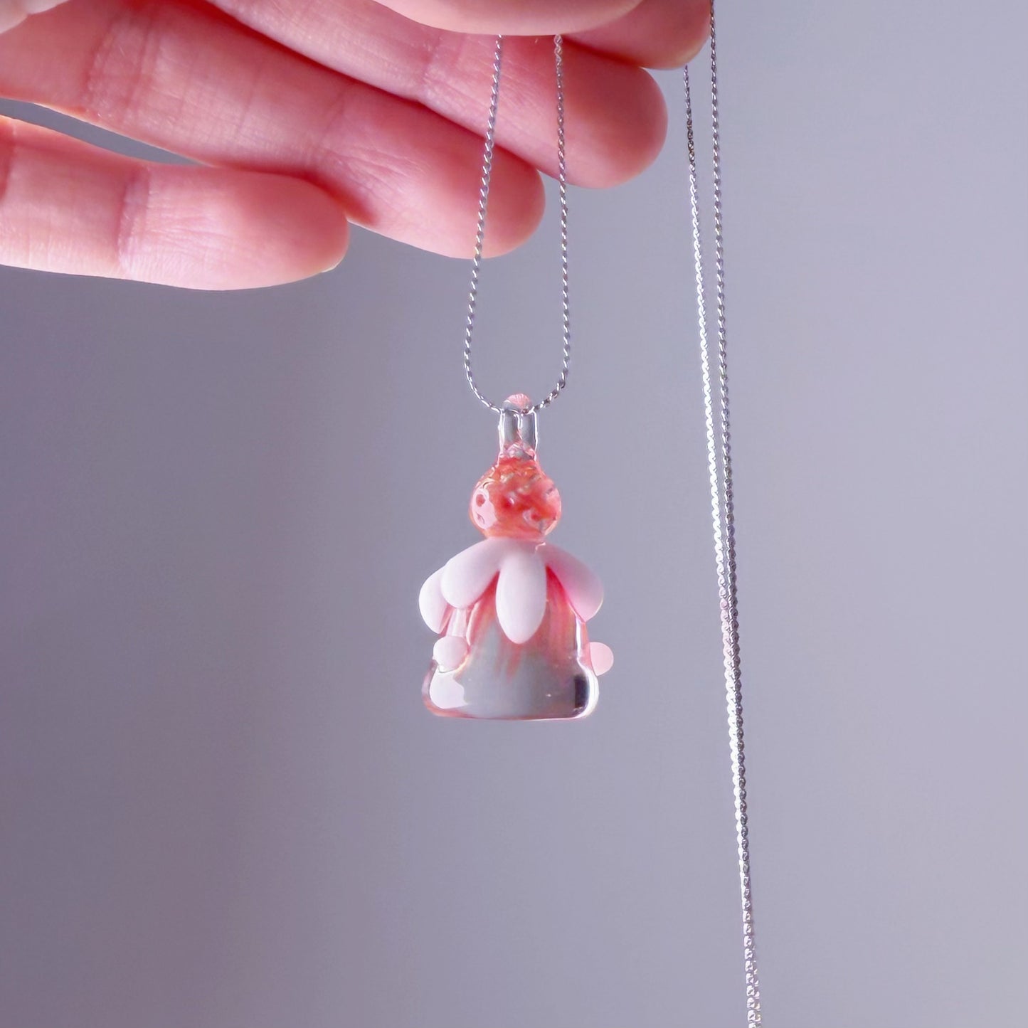 Handmade Lampwork Glass Strawberry Cake Pendant Necklace