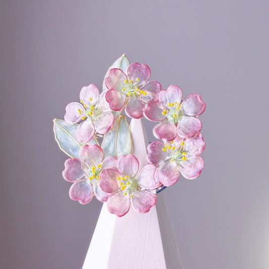 Handmade Pink Cherry Blossom Flowers Wreath Brooch