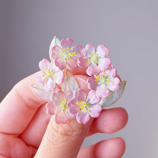 Handmade Pink Cherry Blossom Flowers Wreath Brooch