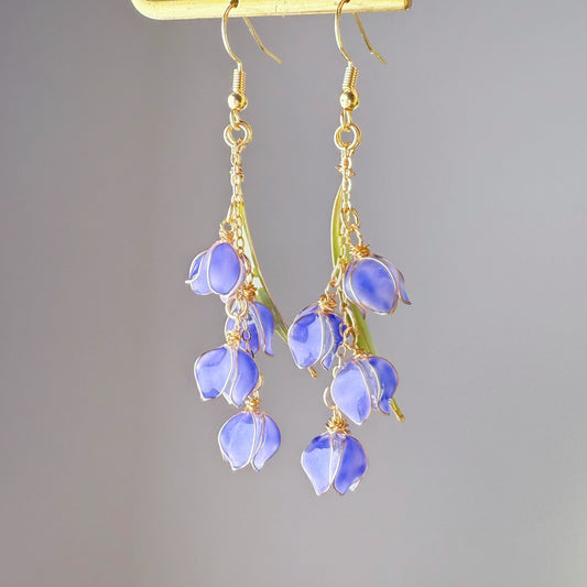 Handmade Spring Bluebells Flower Drop Earrings