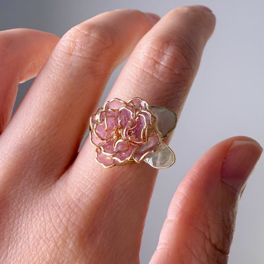 Handmade Purple Rose Flower Ring