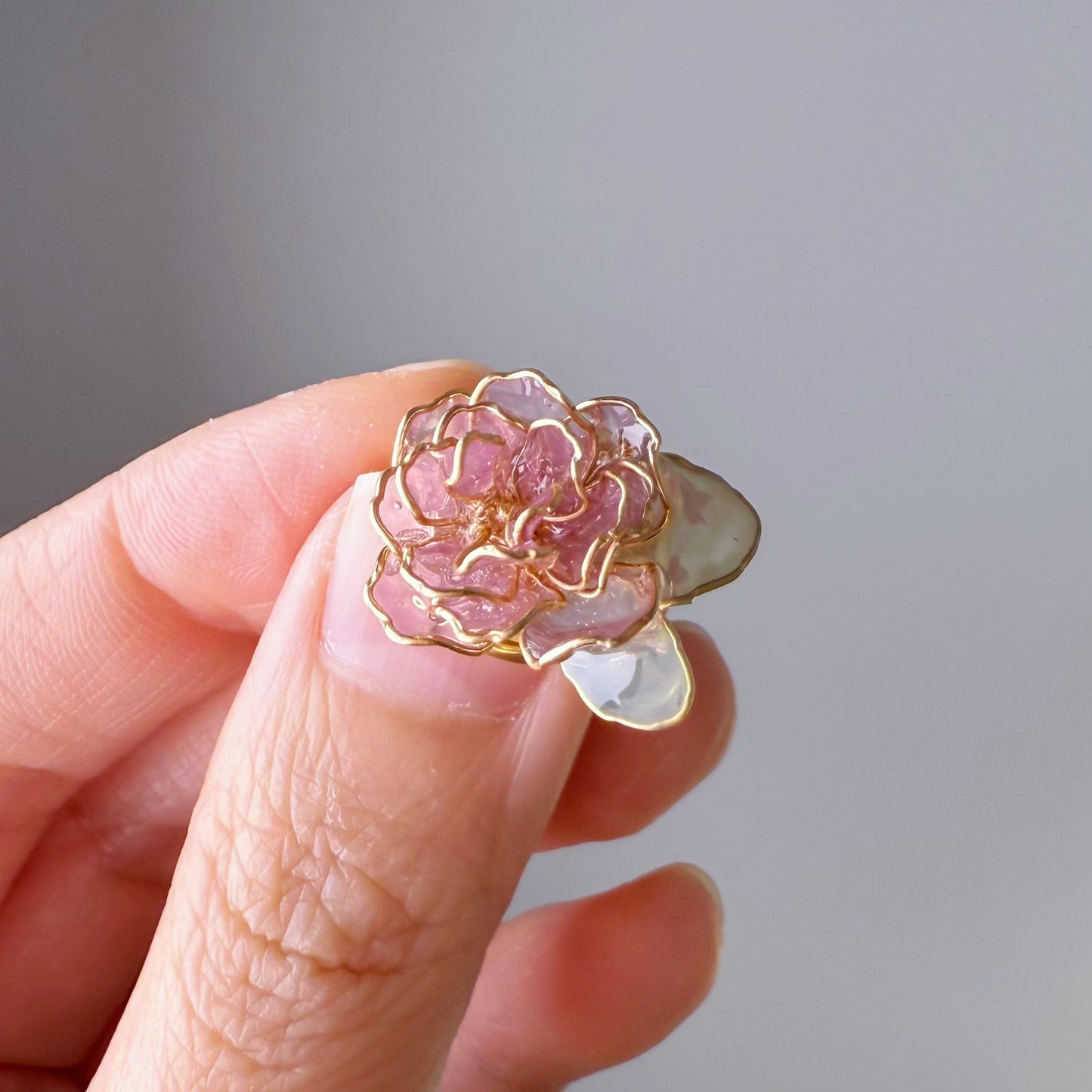 Handmade Purple Rose Flower Ring