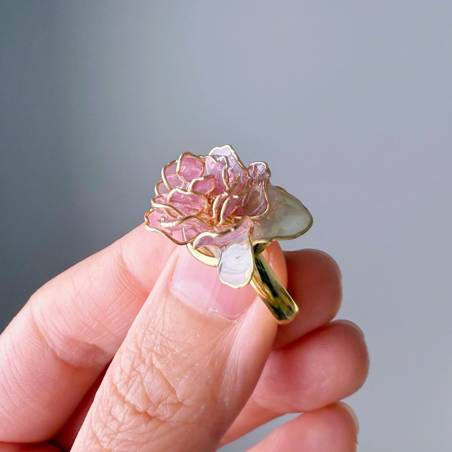 Handmade Purple Rose Flower Ring