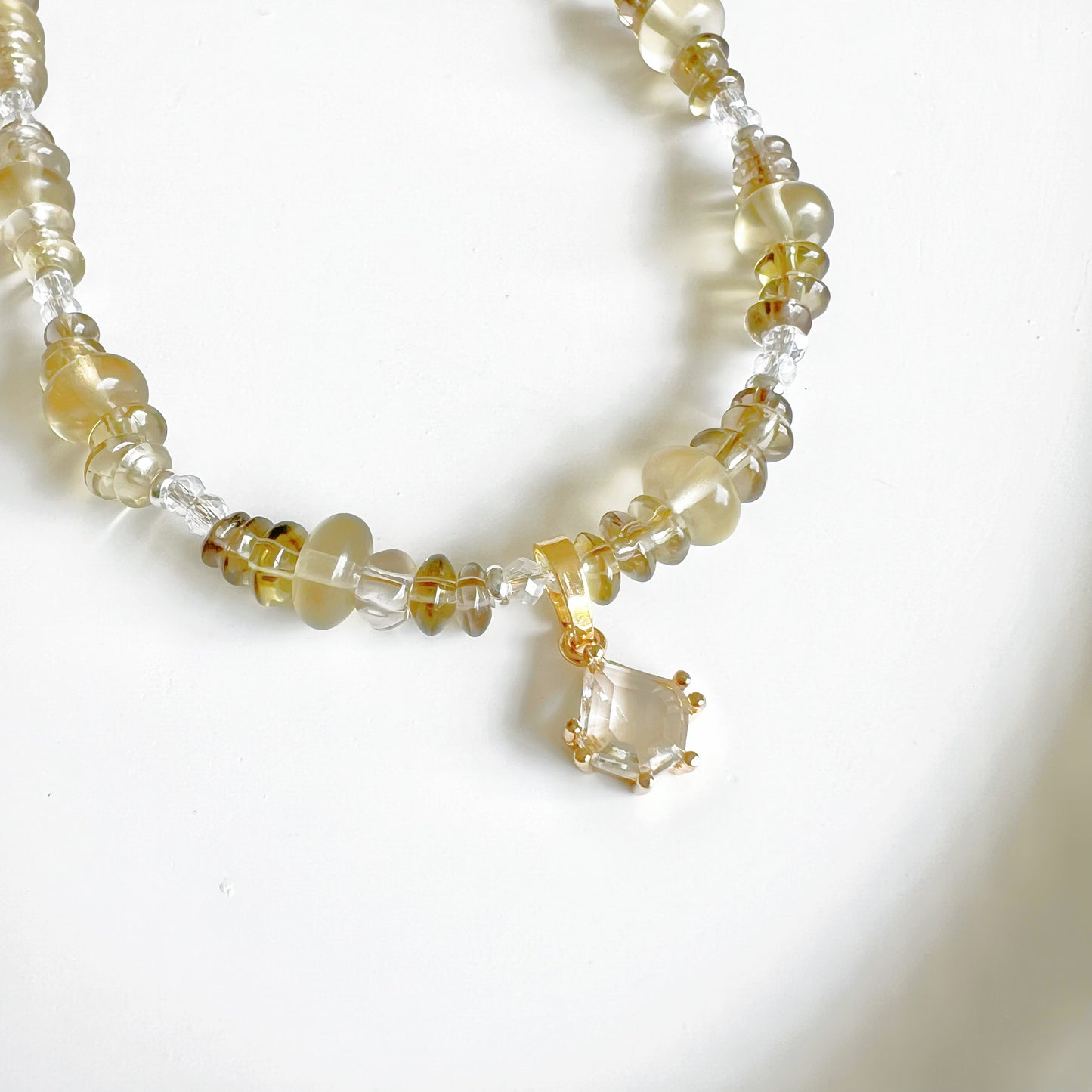 Yellow Gradient Smokey Quartz and Citrine Crystal Necklace-Ninaouity