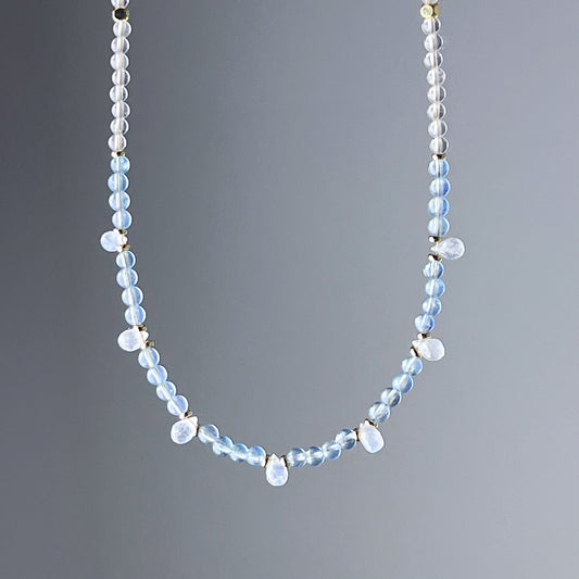 Aquamarine and Blue Moonstone Crystal Necklace-Ninaouity