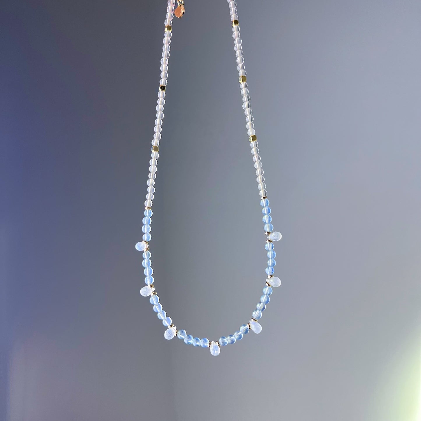 Aquamarine and Blue Moonstone Crystal Necklace-Ninaouity