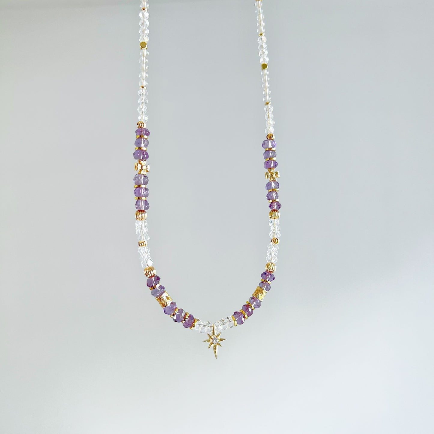 Amethyst Crystal North Star Polaris Necklace-Ninaouity