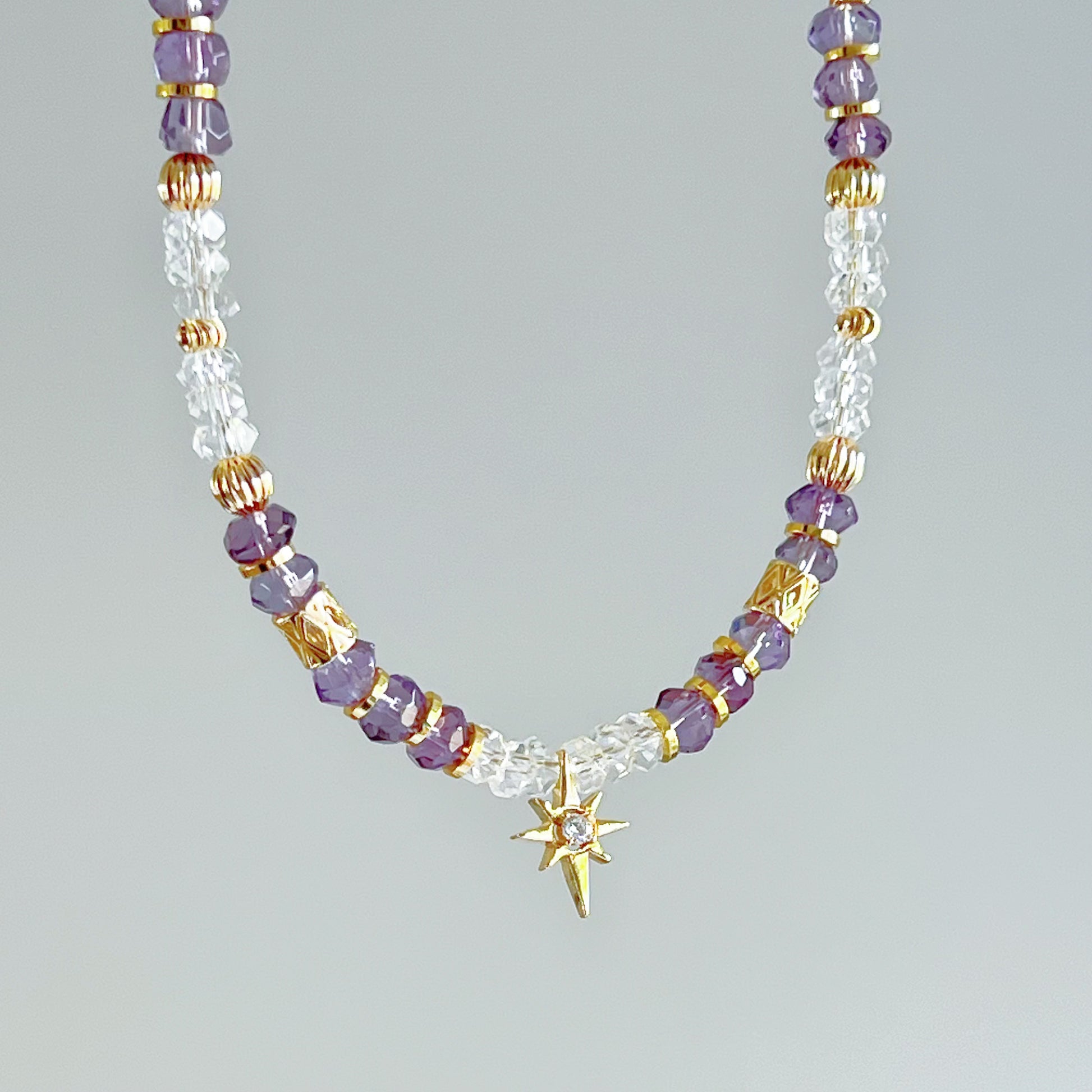 Amethyst Crystal North Star Polaris Necklace-Ninaouity