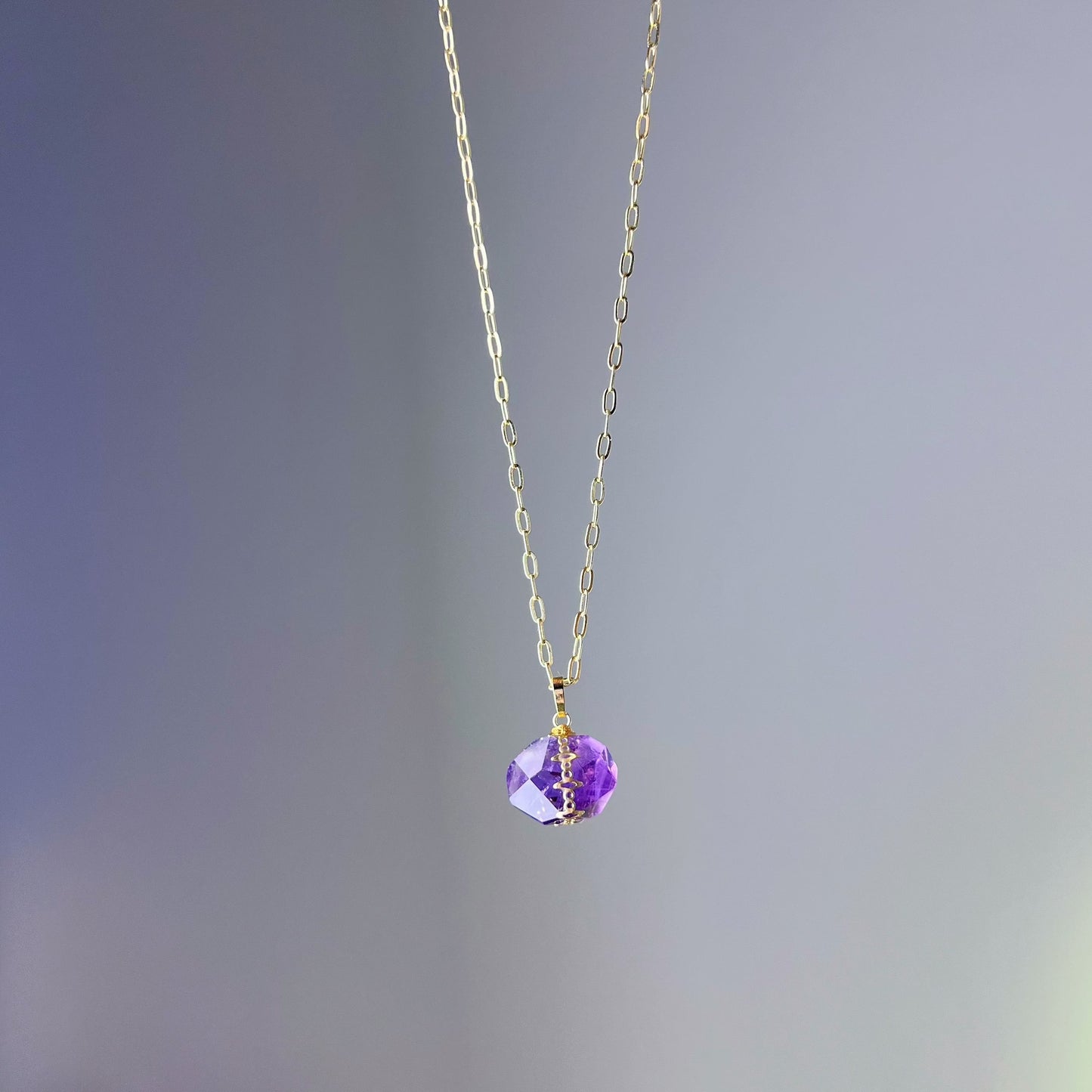 Amethyst Crystal Pendant Necklace-Ninaouity