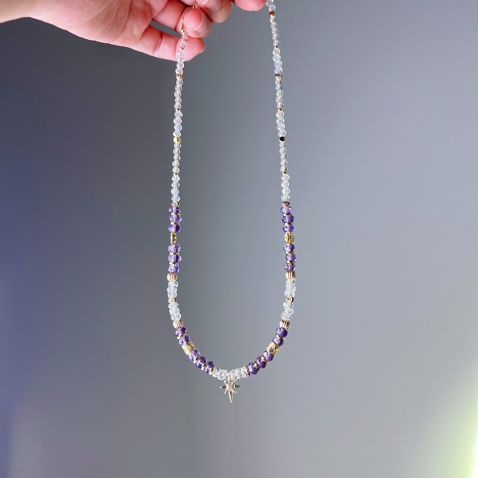 Amethyst Crystal North Star Polaris Necklace-Ninaouity