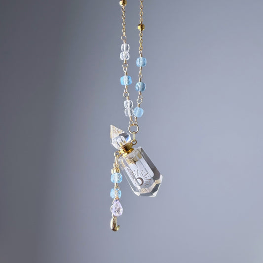 Quartzberry - Natural Clear Quartz Crystal Perfume Bottle Necklace - One-of-a-kind
