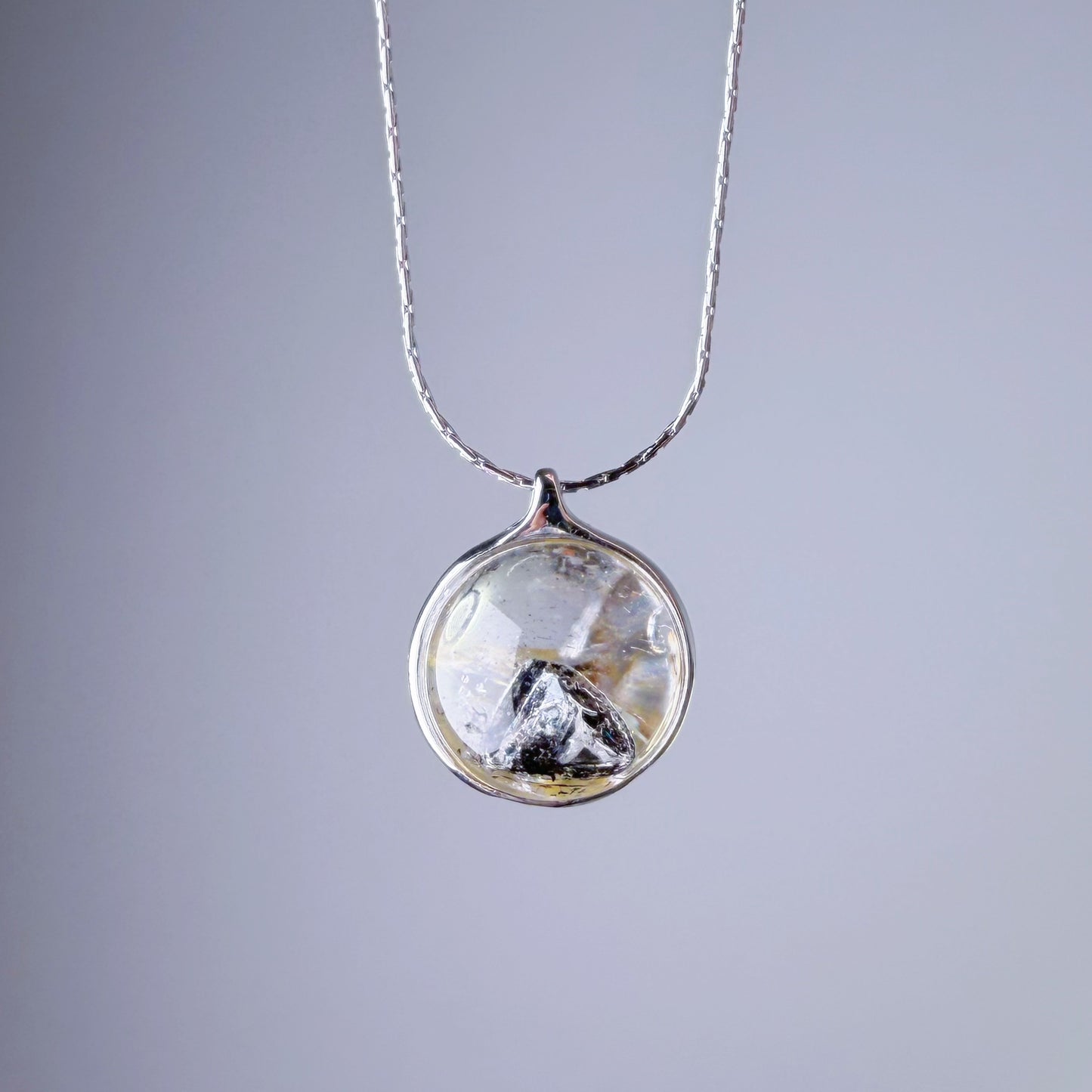 Quartzberry - Natural Herkimer Diamond Globe Shape Quartz Crystal Necklace - One-of-a-kind