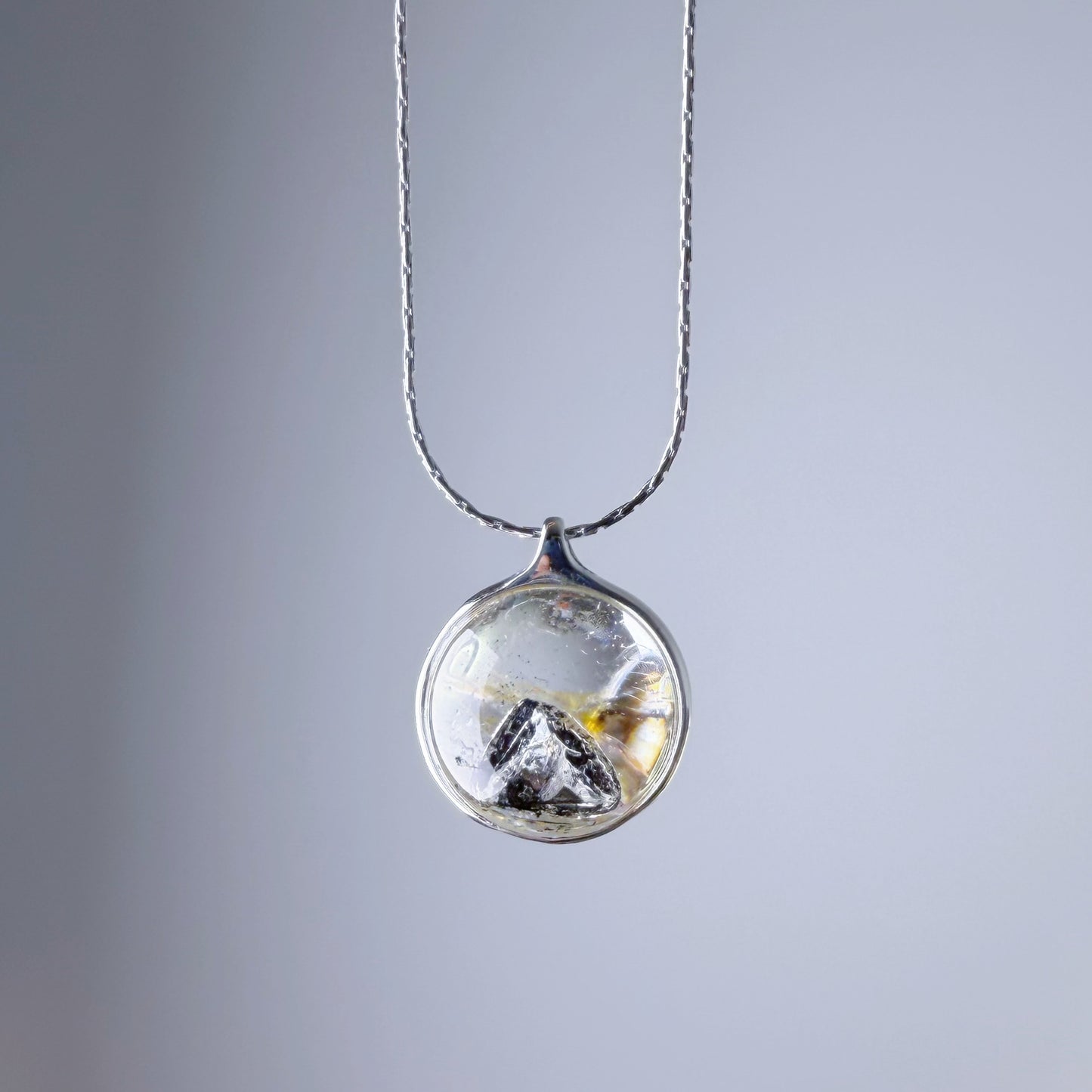 Quartzberry - Natural Herkimer Diamond Globe Shape Quartz Crystal Necklace - One-of-a-kind
