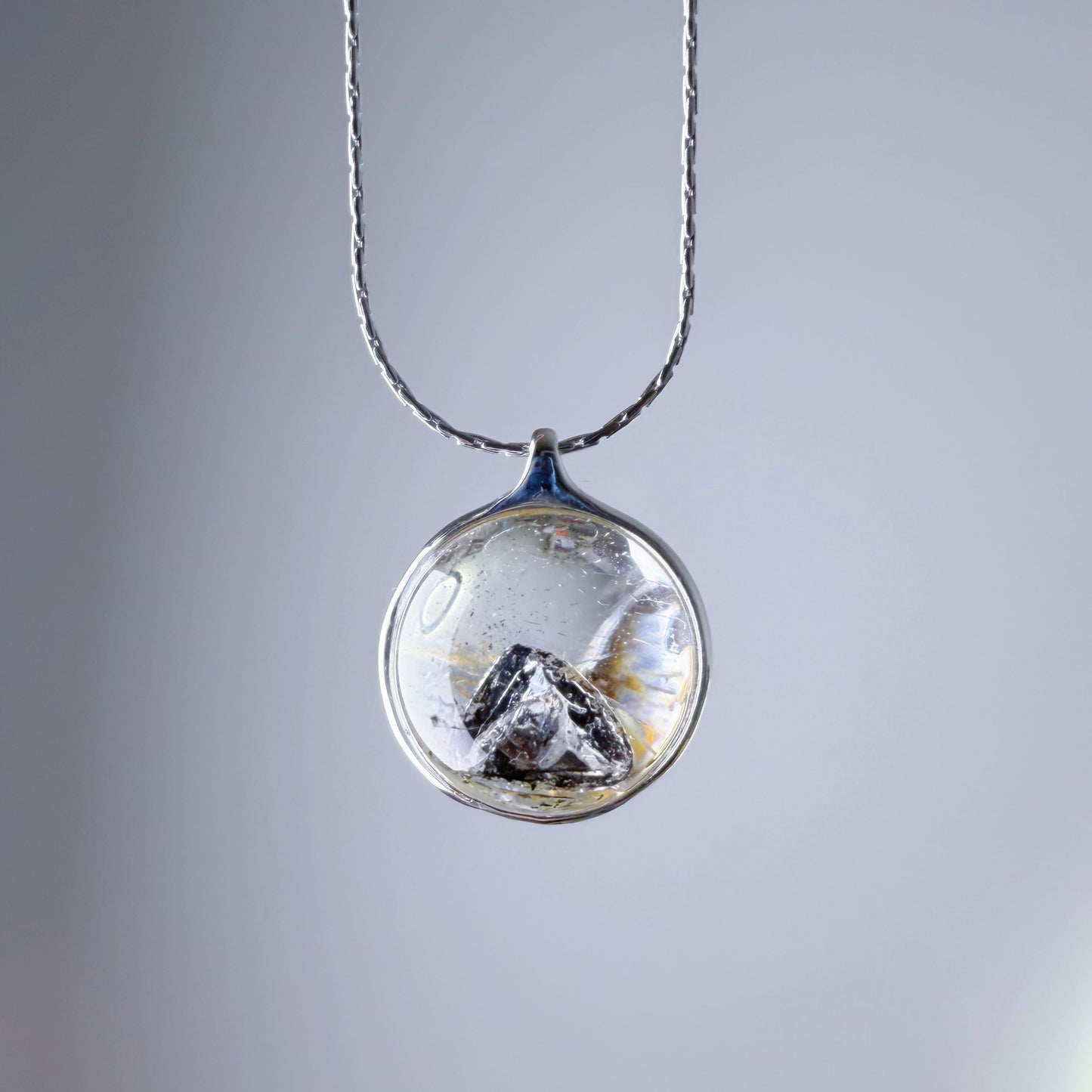 Quartzberry - Natural Herkimer Diamond Globe Shape Quartz Crystal Necklace - One-of-a-kind