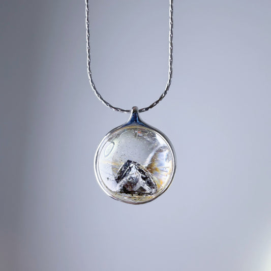 Quartzberry - Natural Herkimer Diamond Globe Shape Quartz Crystal Necklace - One-of-a-kind