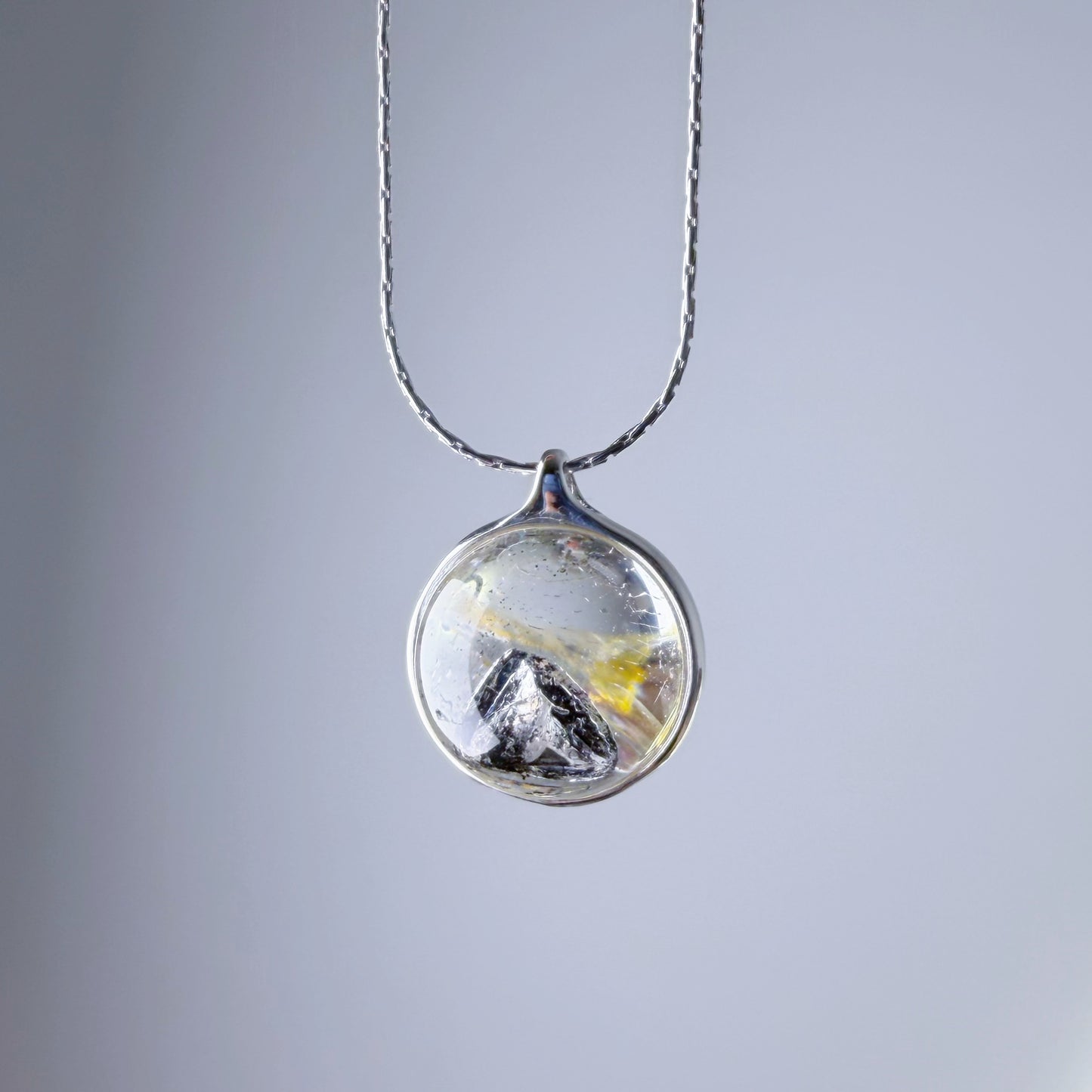 Quartzberry - Natural Herkimer Diamond Globe Shape Quartz Crystal Necklace - One-of-a-kind