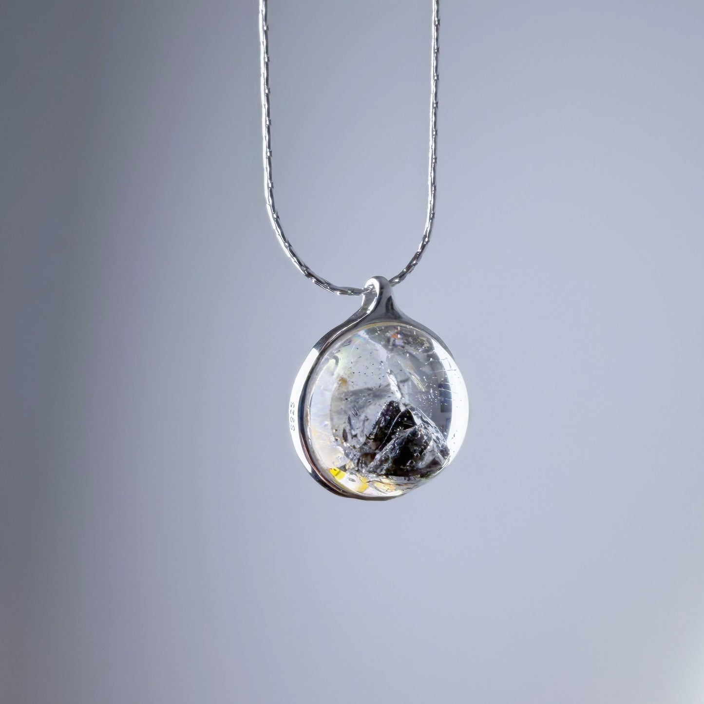 Quartzberry - Natural Herkimer Diamond Globe Shape Quartz Crystal Necklace - One-of-a-kind