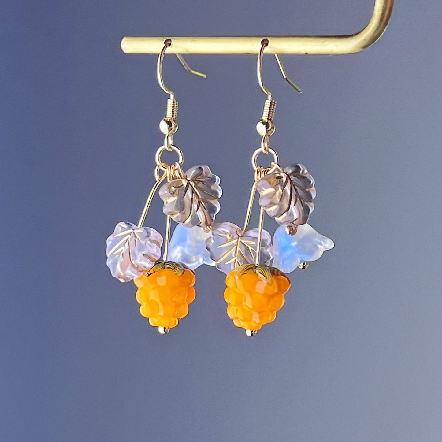 Handcraft Glass Yellow Cloudberry Earrings-Ninaouity