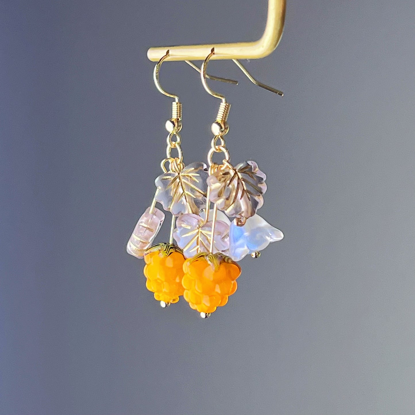 Handcraft Glass Yellow Cloudberry Earrings-Ninaouity