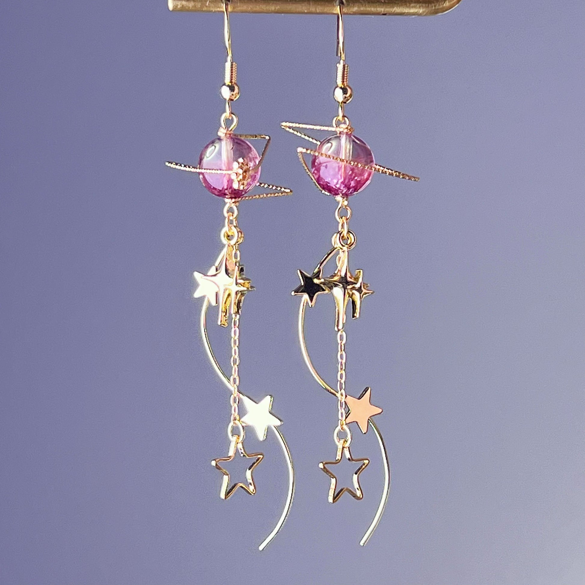 Pink Planet GJ 504b and Milky Walk Crystal Earrings-Ninaouity