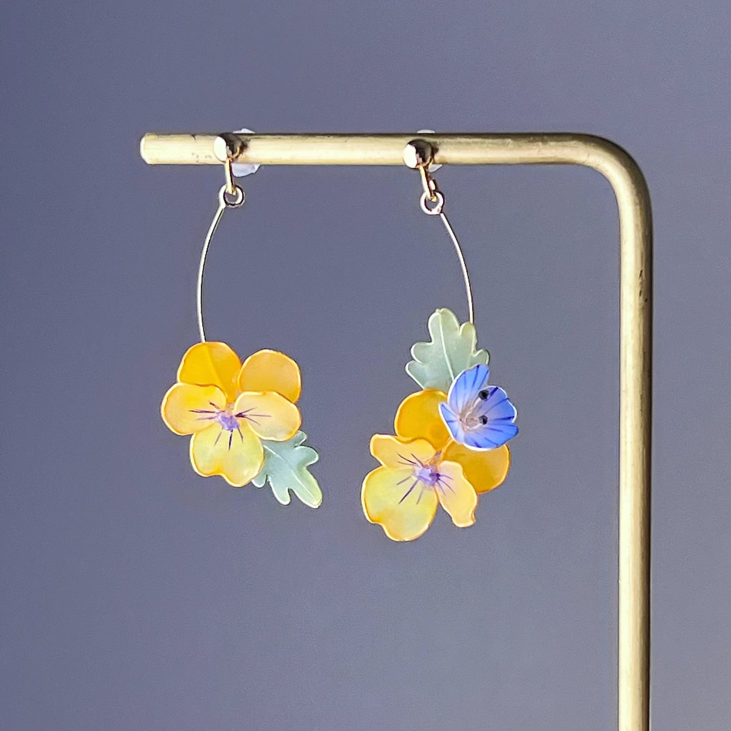 Handmade Spring Orange Pansy Garden Flowers Earrings-Ninaouity