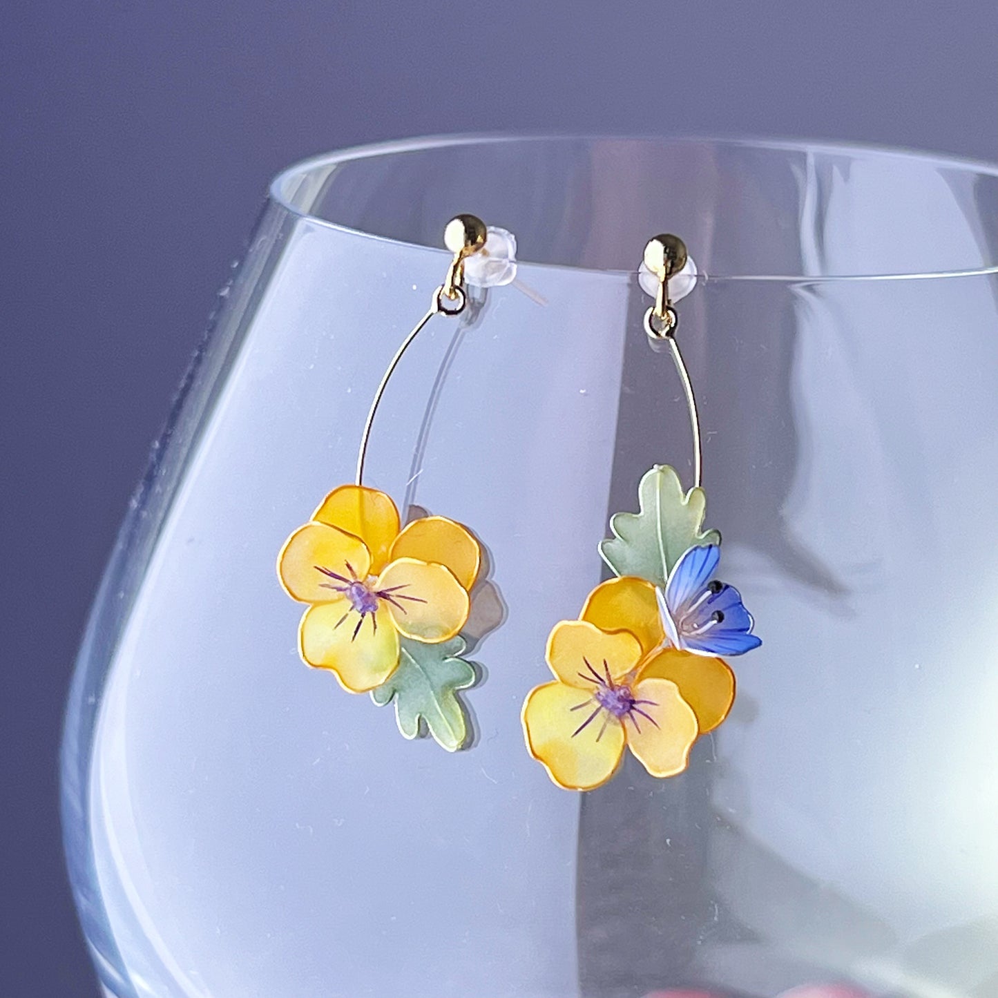 Handmade Spring Orange Pansy Garden Flowers Earrings-Ninaouity