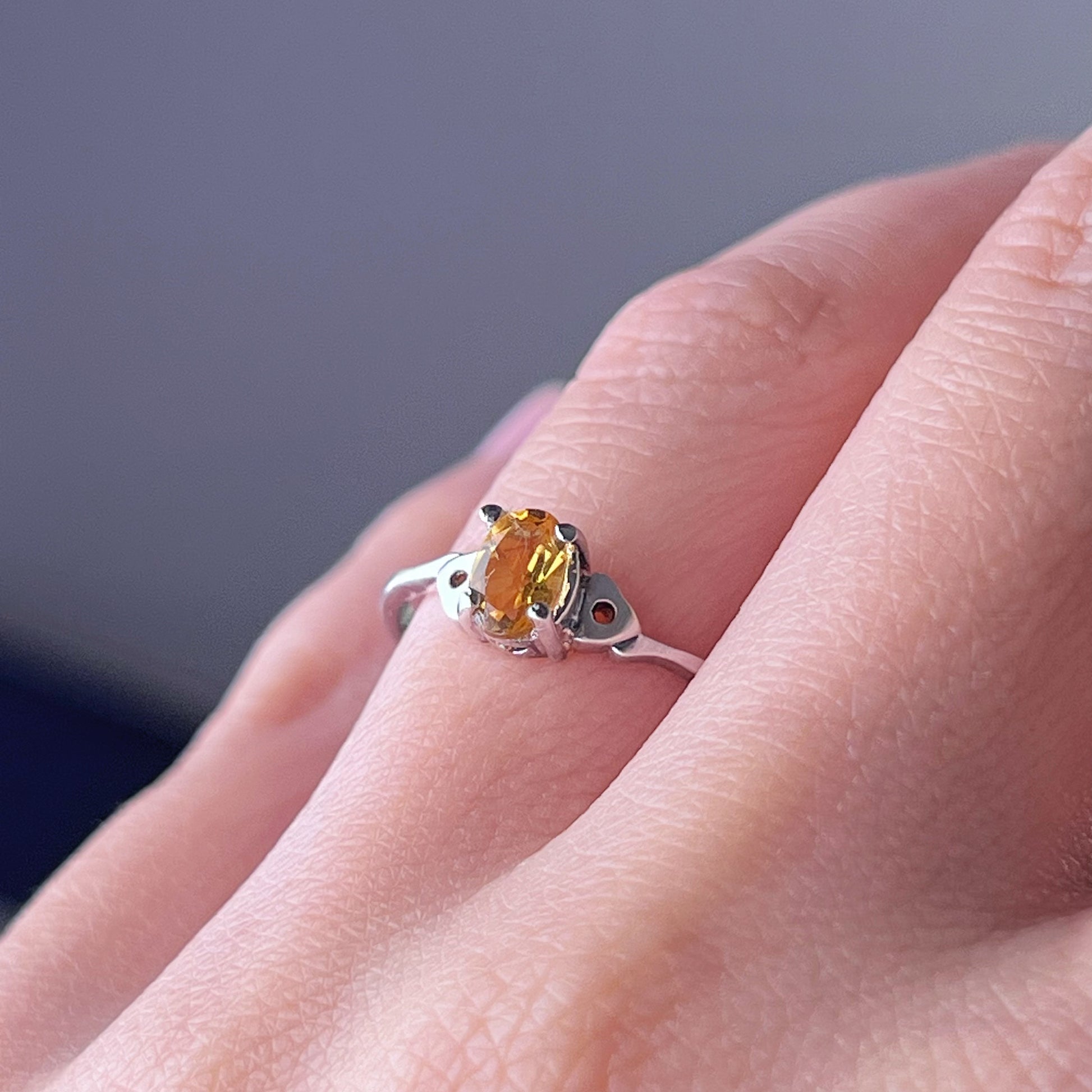 Natural Crystal Yellow Citrine Silver Ring-Ninaouity