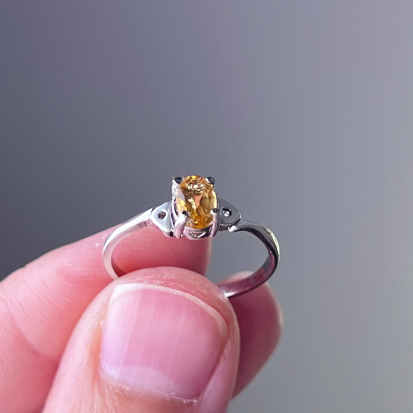 Natural Crystal Yellow Citrine Silver Ring-Ninaouity