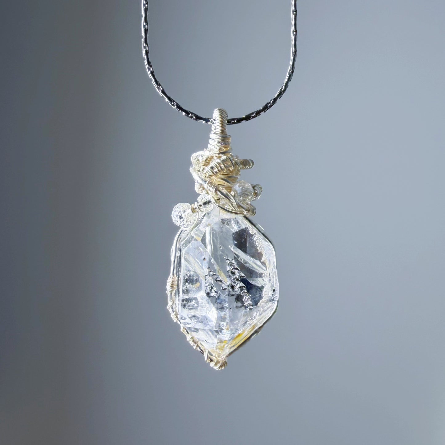 Quartzberry - Natural Herkimer Diamond Natural Crystal Wire Wrapped Necklace - One-of-a-kind