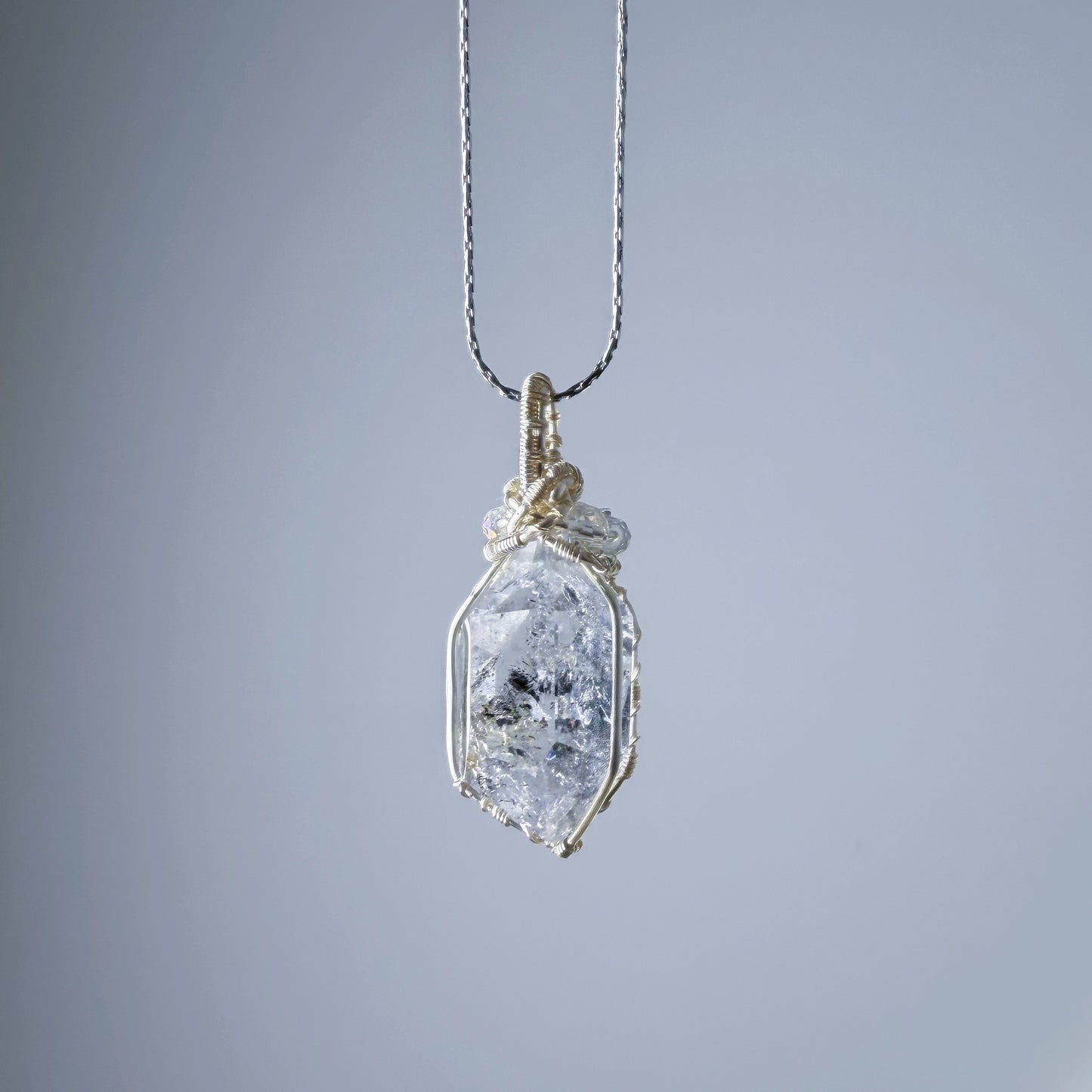 Quartzberry - Natural Large Herkimer Diamond Natural Crystal Wire Wrapped Necklace - One-of-a-kind