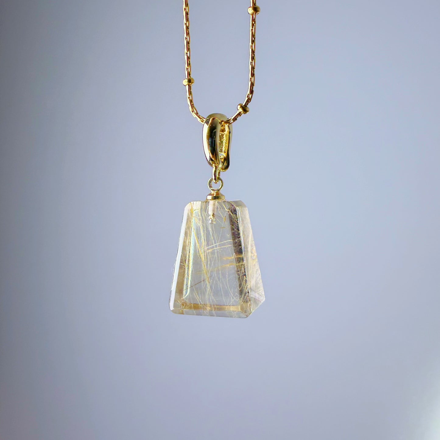 Quartzberry - Natural Golden Rutile Quartz Crystal Pendant Necklace - One-of-a-kind