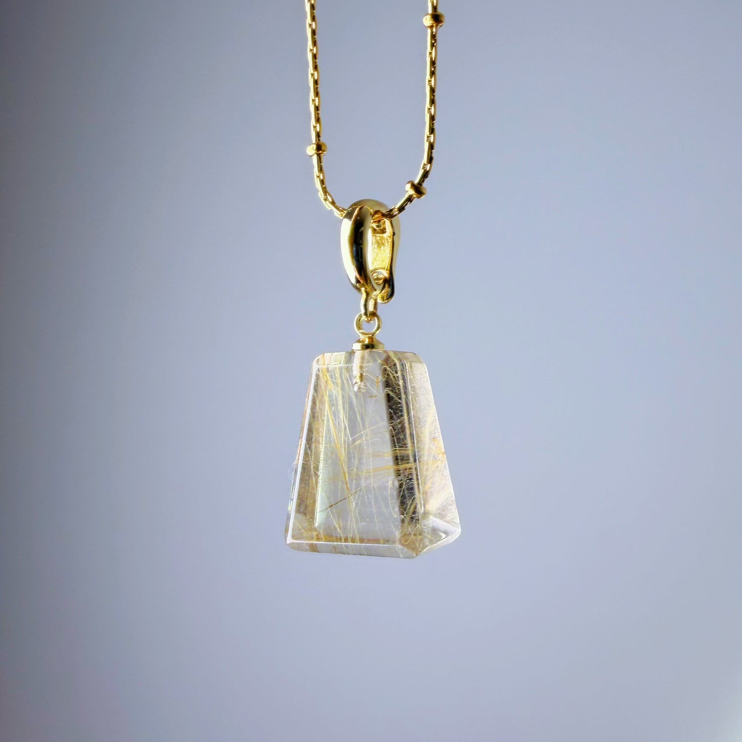 Quartzberry - Natural Golden Rutile Quartz Crystal Pendant Necklace - One-of-a-kind