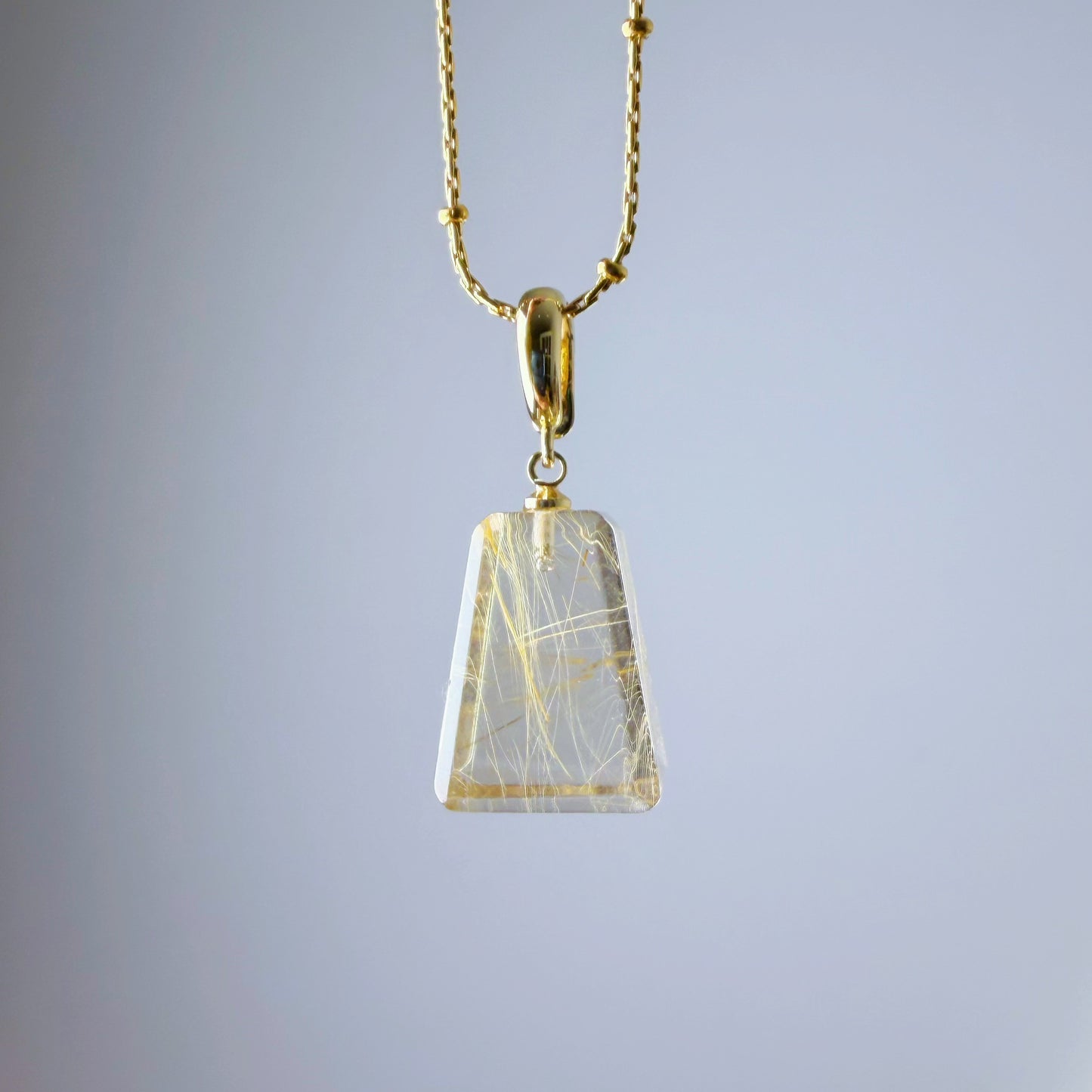 Quartzberry - Natural Golden Rutile Quartz Crystal Pendant Necklace - One-of-a-kind