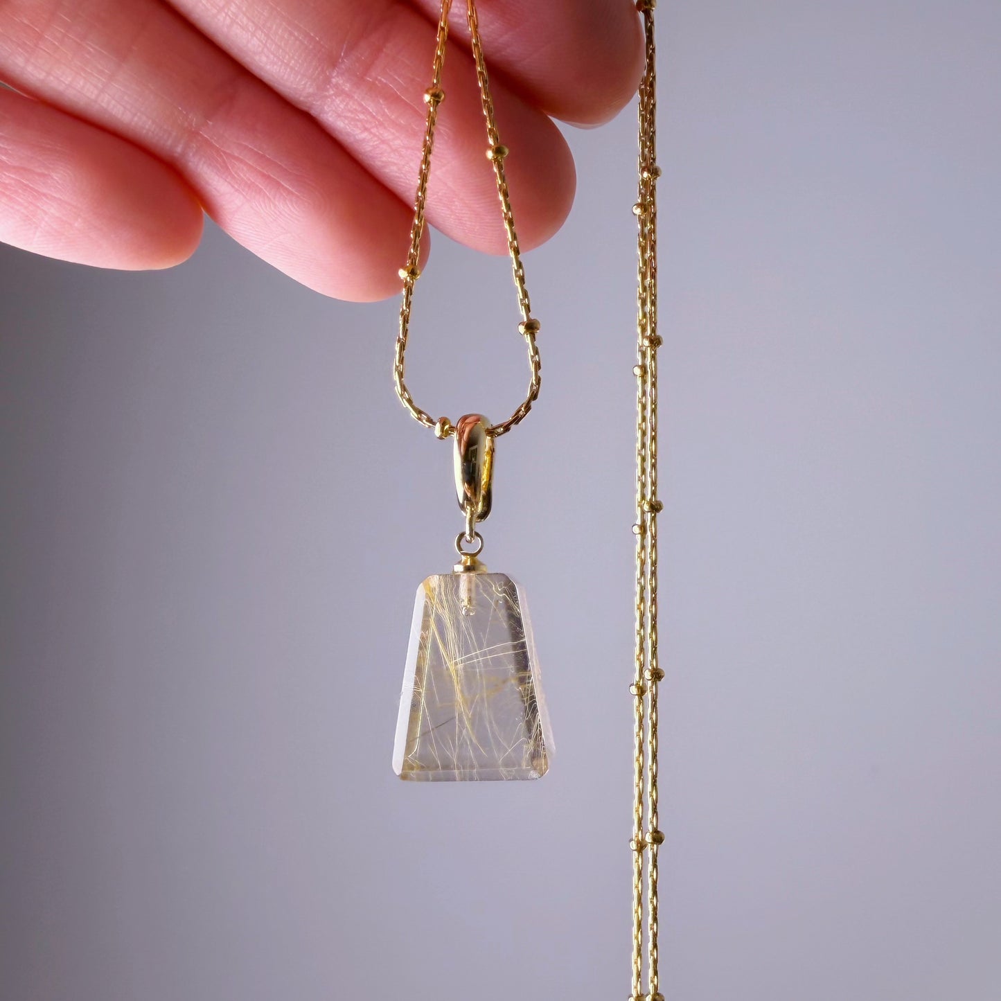 Quartzberry - Natural Golden Rutile Quartz Crystal Pendant Necklace - One-of-a-kind