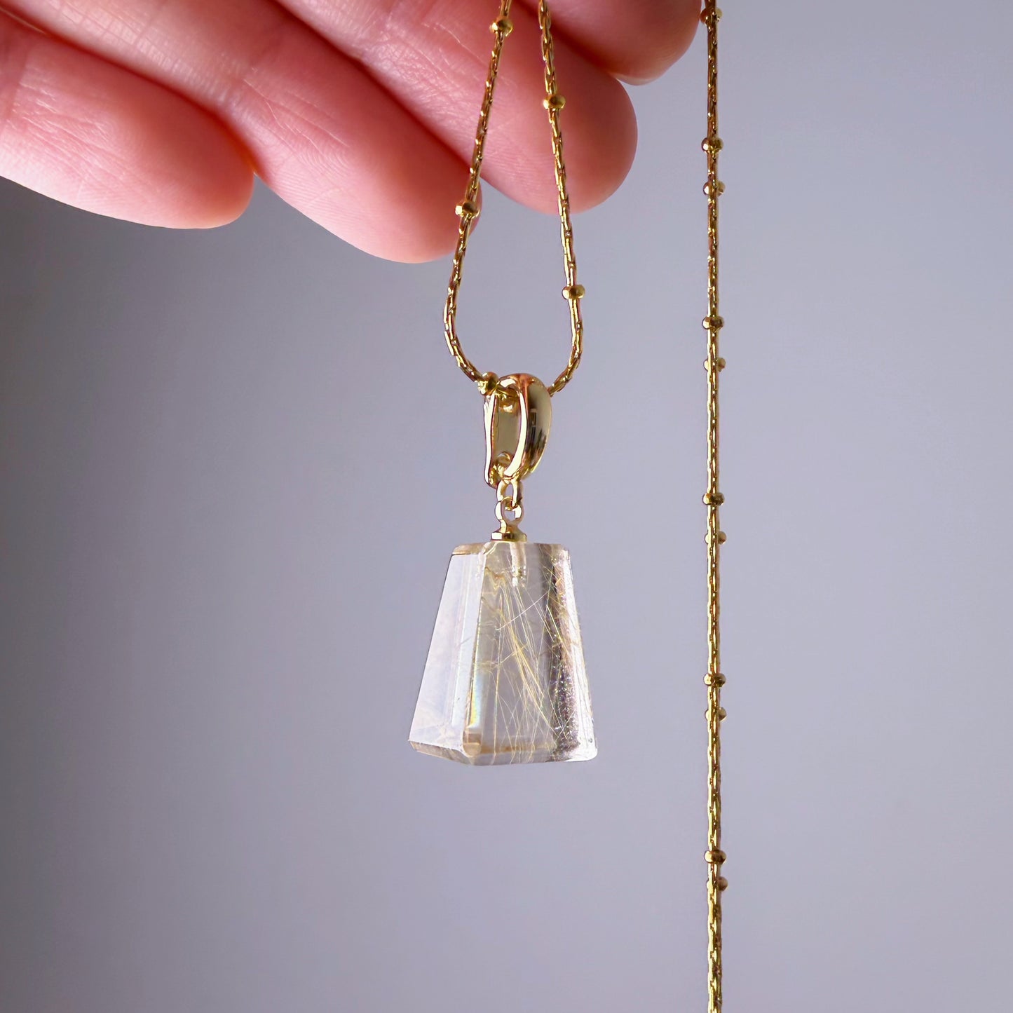 Quartzberry - Natural Golden Rutile Quartz Crystal Pendant Necklace - One-of-a-kind