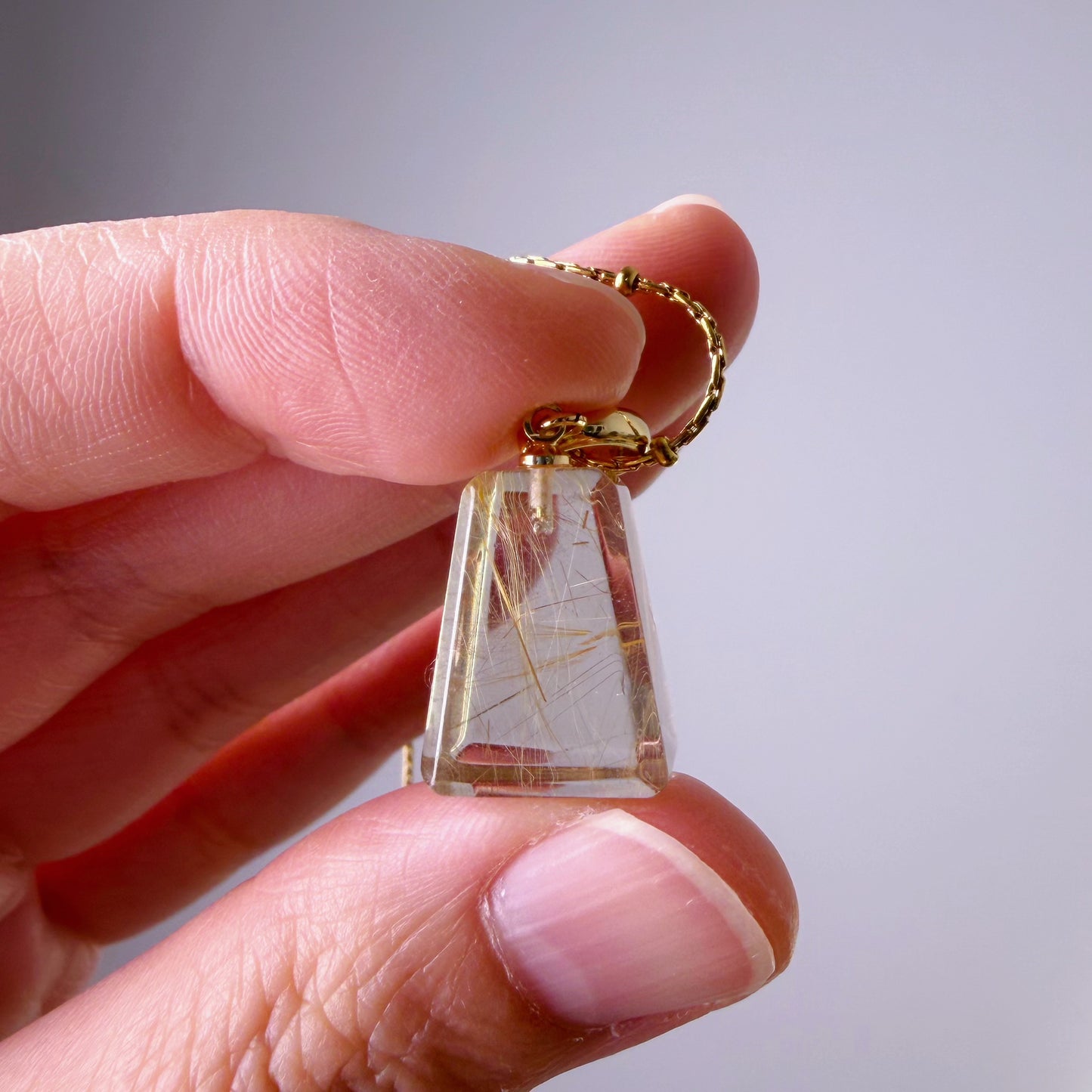 Quartzberry - Natural Golden Rutile Quartz Crystal Pendant Necklace - One-of-a-kind